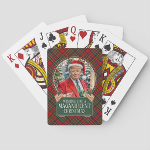 MAGA Christmas Tartan Plaid Santa Trump Rectangle Playing Cards