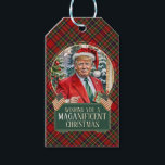 MAGA Christmas Tartan Plaid Trump Gift Tag<br><div class="desc">Wish your loved ones a MAGAnificent Christmas by tagging their gifts with a victorious MAGA Christmas Trump gift tag,  in festive tartan. Blank the text on the back to write in your message,  or customise with a "to" and "from, " or whatever text you like.</div>