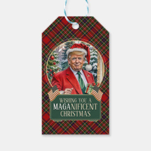 MAGA Christmas Tartan Plaid Trump Gift Tag