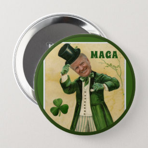 MAGA Donald Trump St. Patrick's Day Shamrocks 10 Cm Round Badge
