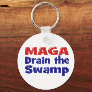 MAGA Drain the Swamp with red blue text Key Ring