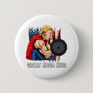 MAGA KING Trump Great MAGA KING Vintage US Flag  6 Cm Round Badge