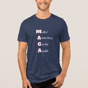 MAGA   Make America Gavin Again Funny Spoof Tri-Blend Shirt