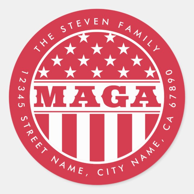 MAGA Personalised Initial Round Stickers (Front)