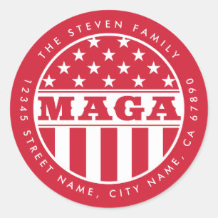 MAGA Personalized Initial Round Stickers