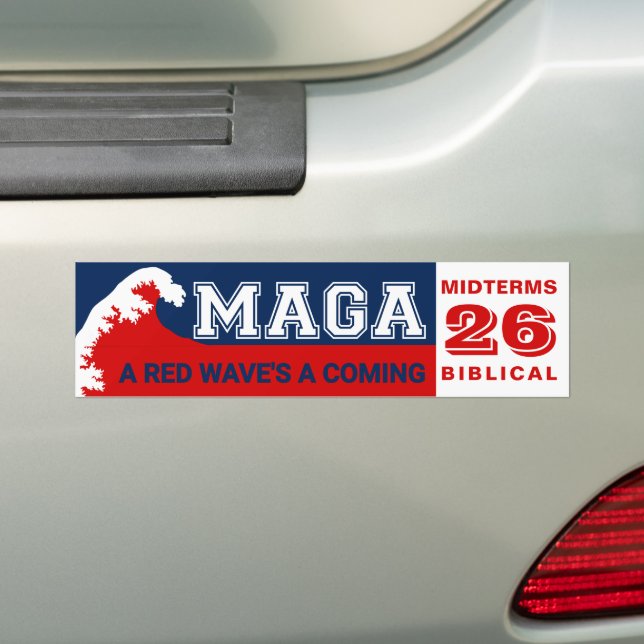 MAGA Red Wave 2026 Midterms Bumper Sticker (On Car)