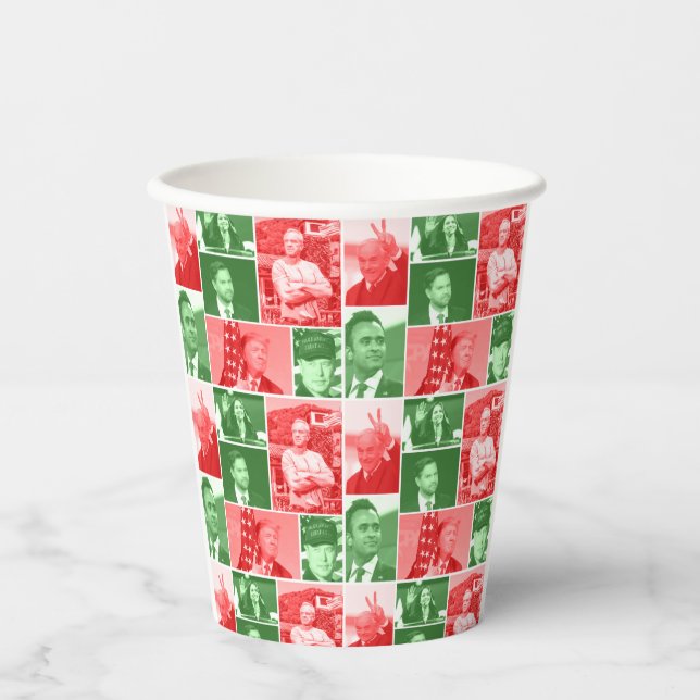 MAGA Revolution Dream Team Red and Green Christmas Paper Cups (Front)