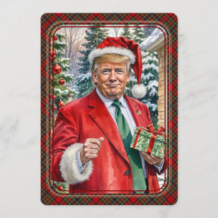 MAGA Santa Trump Maganificent Christmas Tartan Holiday Card