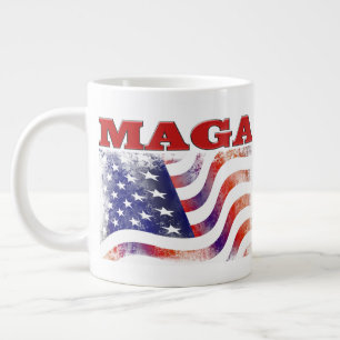 MAGA stars and stripes half text Large Coffee Mug