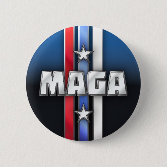 MAGA Stars & Stripes Make America Great Again Blue 6 Cm Round Badge (Front)