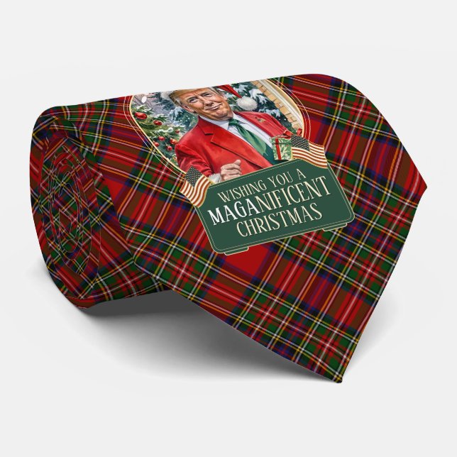MAGA Trump tartain plaid Christmas tie (Rolled)