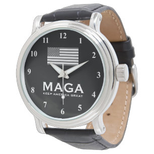 MAGA Trump watch with US flag and black dial