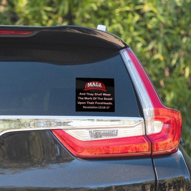 MAGA Window Decal – Revelations 13:16-17 Sticker  (Car Side)