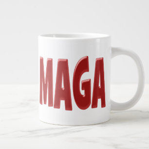 MAGA with red half text Large Coffee Mug
