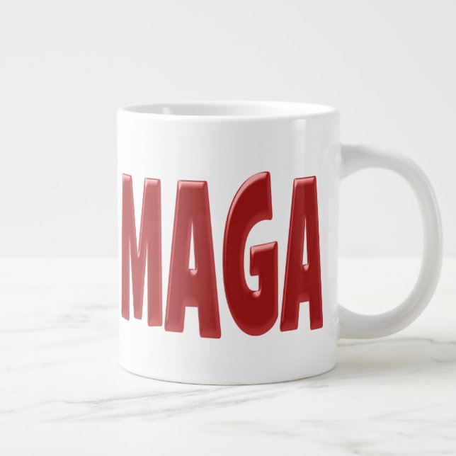 MAGA with red half text Large Coffee Mug (Right)