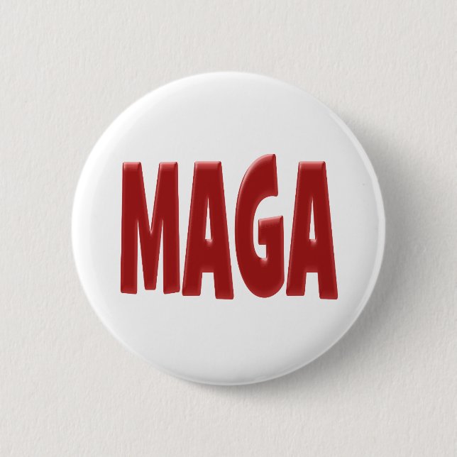 MAGA with red text 6 Cm Round Badge (Front)