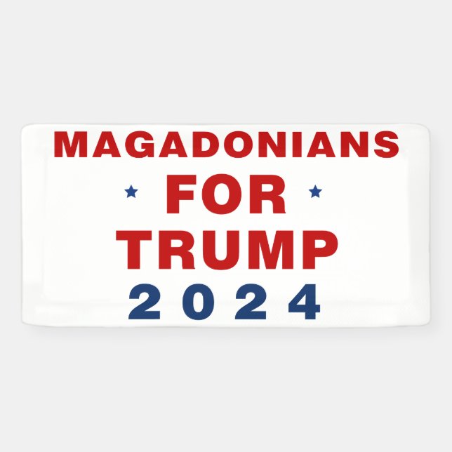Magadonians For Trump 2024 Red Blue Banner (Horizontal)
