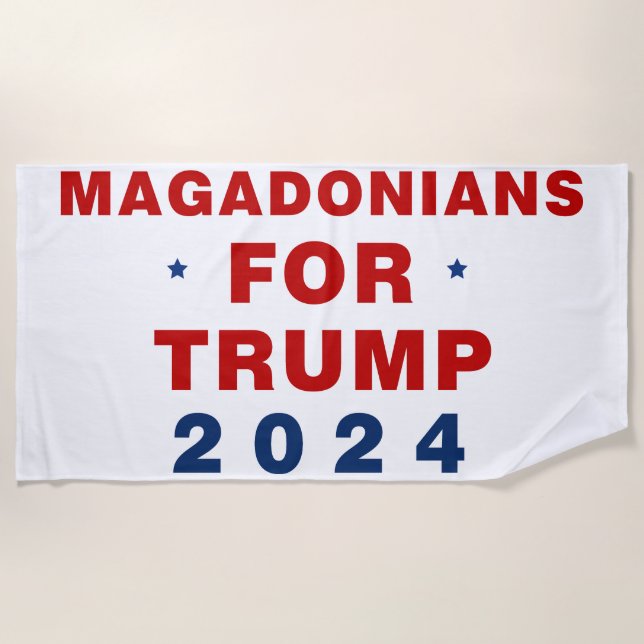 Magadonians For Trump 2024 Red Blue Beach Towel (Front)