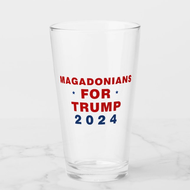 Magadonians For Trump 2024 Red Blue Glass (Front)