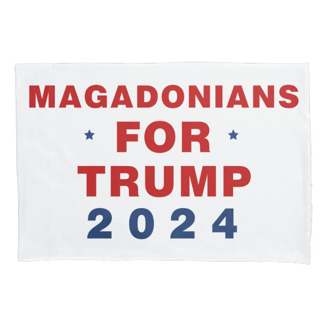Magadonians For Trump 2024 Red Blue Pillowcase (Front)