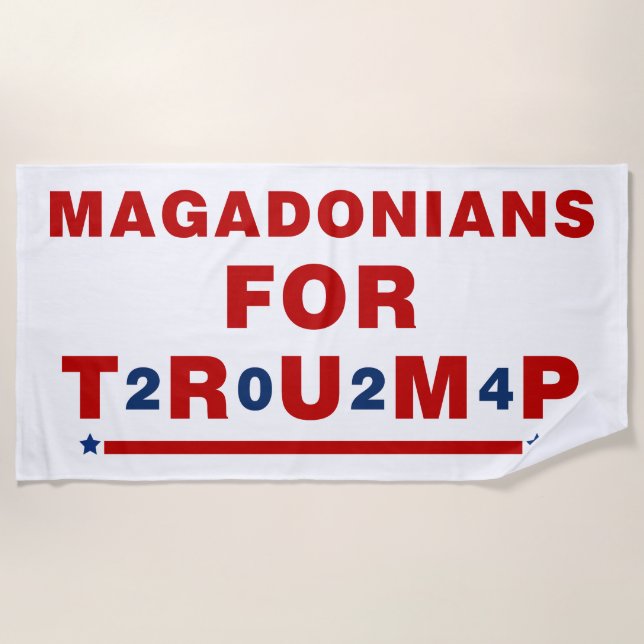 Magadonians For Trump 2024 Red Blue Star Beach Towel (Front)