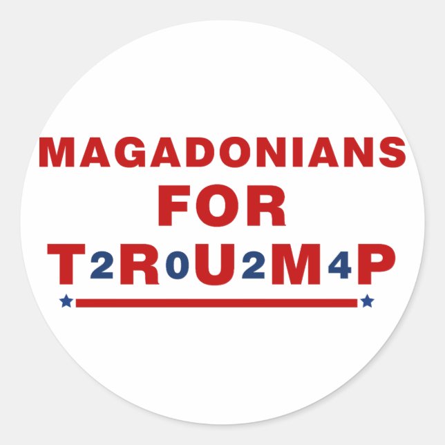 Magadonians For Trump 2024 Red Blue Star Classic Round Sticker (Front)