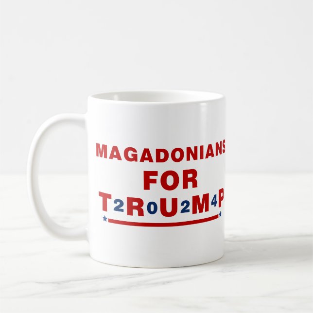 Magadonians For Trump 2024 Red Blue Star Coffee Mug (Left)