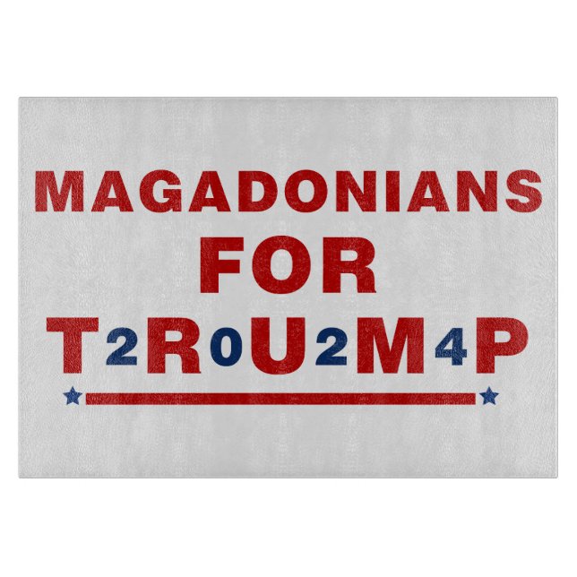 Magadonians For Trump 2024 Red Blue Star Cutting Board (Front)
