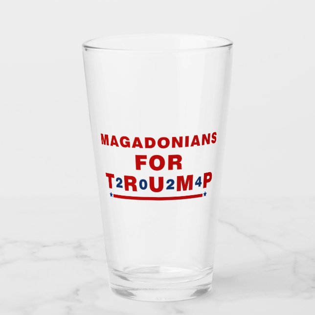 Magadonians For Trump 2024 Red Blue Star Glass (Front)