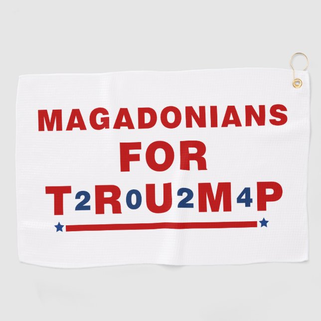 Magadonians For Trump 2024 Red Blue Star Golf Towel (Horizontal)