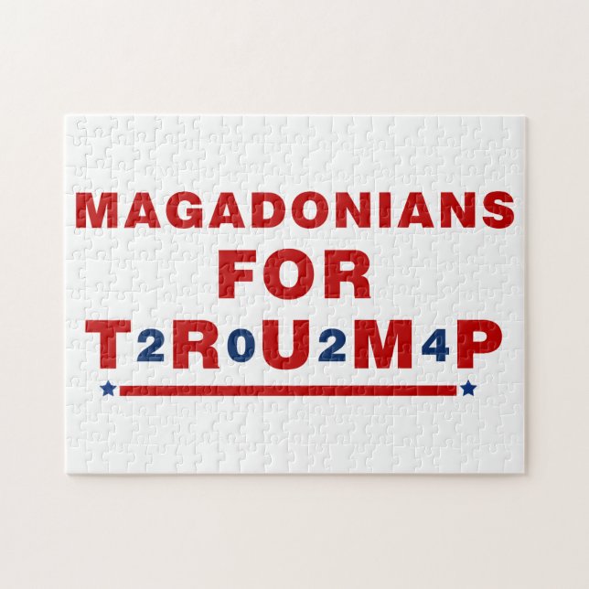 Magadonians For Trump 2024 Red Blue Star Jigsaw Puzzle (Horizontal)