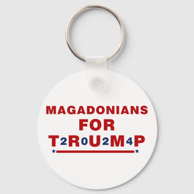 Magadonians For Trump 2024 Red Blue Star Key Ring (Front)