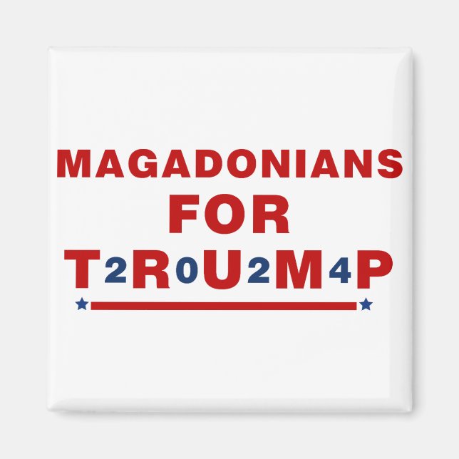Magadonians For Trump 2024 Red Blue Star Magnet (Front)