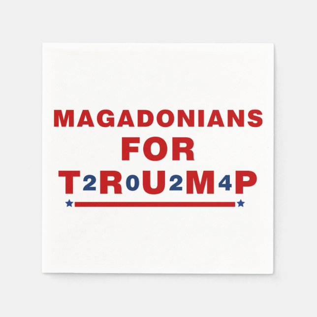 Magadonians For Trump 2024 Red Blue Star Napkin (Front)