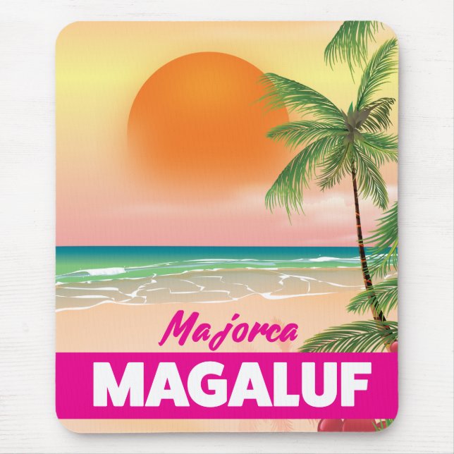Magaluf Majorca beach travel poster Mouse Mat (Front)