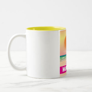 Magaluf Majorca beach travel poster Two-Tone Coffee Mug