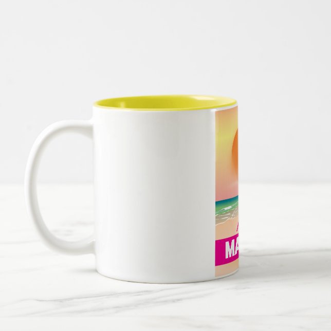 Magaluf Majorca beach travel poster Two-Tone Coffee Mug (Left)