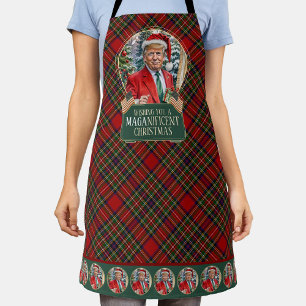 MAGAnificent Christmas MAGA Trump Tartan Apron