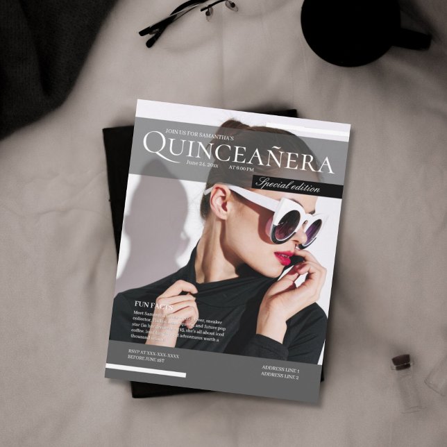 Magazine 15th birthday quinceañera invitation (Creator Uploaded)