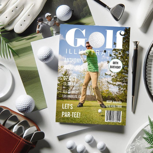 Magazine Celebrity Golf Birthday Party Photo Invitation (Magazine Celebrity Golf Birthday Party Photo Invitation)