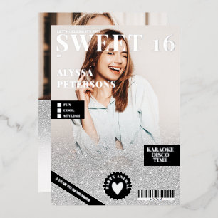 Magazine cover 2 photo silver glitter Sweet 16
