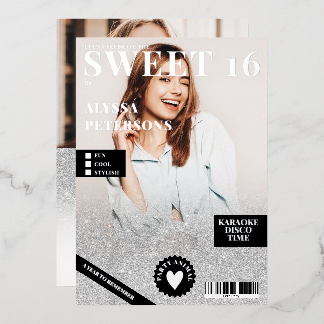 Magazine cover 2 photo silver glitter Sweet 16 (Front/Back)