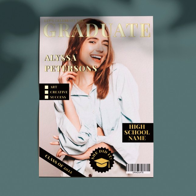Magazine cover 2 photos black graduation gold (Creator Uploaded)