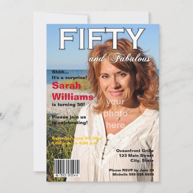 Magazine Cover 50th Birthday Party Invitation (Front)