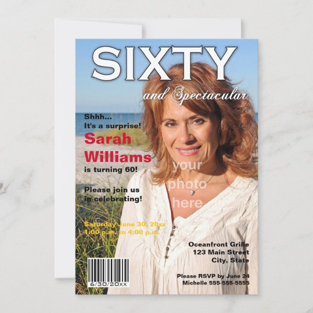 Magazine Cover 60th Birthday Party Invitation (Front)