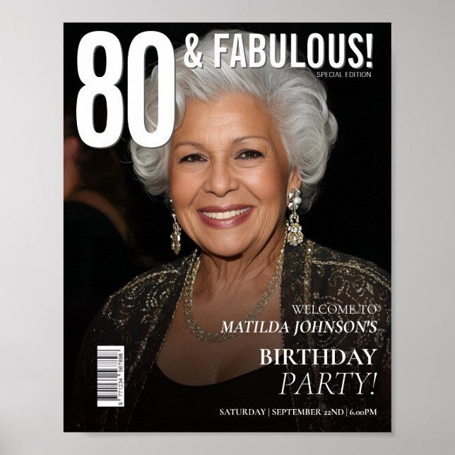 Magazine Cover 80th Birthday Welcome Poster (Front)