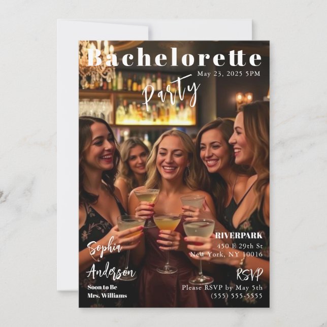 Magazine Cover Bachelorette Invitation (Front)