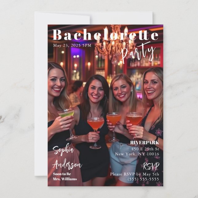 Magazine Cover Bachelorette Invitation (Front)