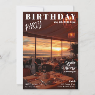 Magazine Cover Beach Birthday Invitation