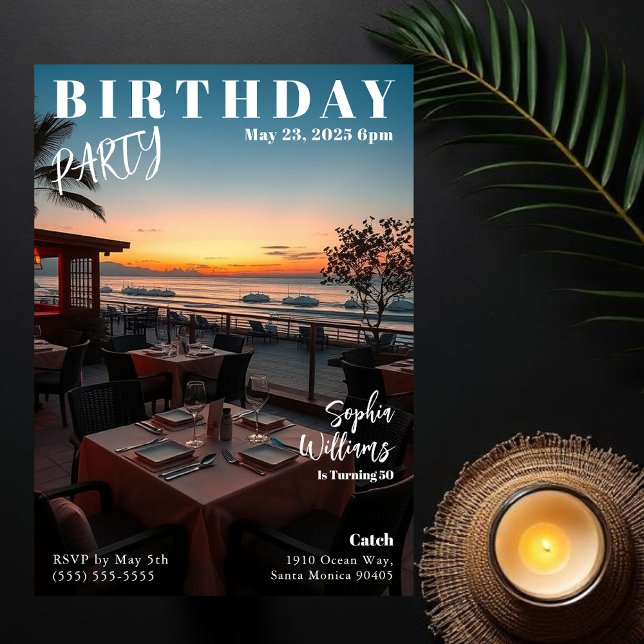 Magazine Cover Beach Birthday Invitation (Magazine Cover Beach Restaurant Birthday Invitation )